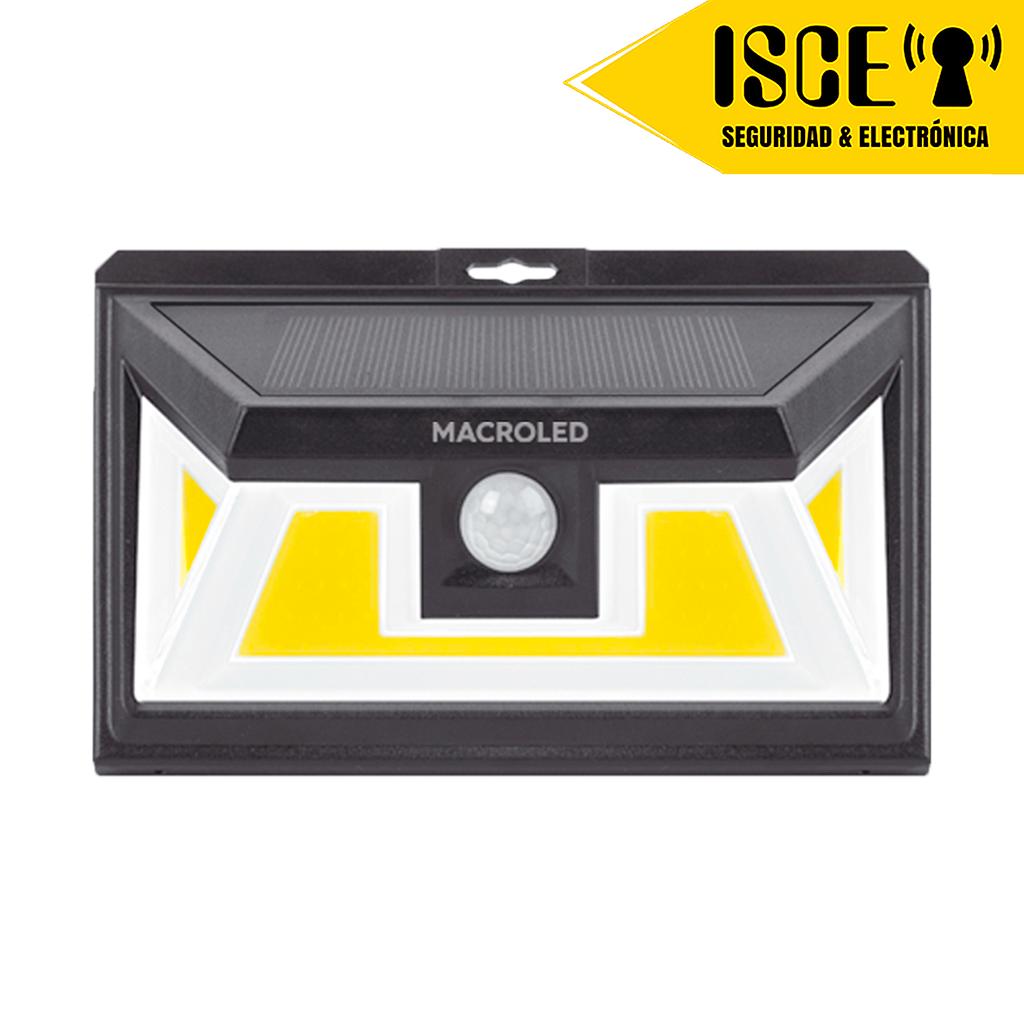 MACROLED LUMINARIA SOLAR DE PARED 5W CON SENSOR DE MOVIMIENTO 2 FUNCIONES 3000K IP65