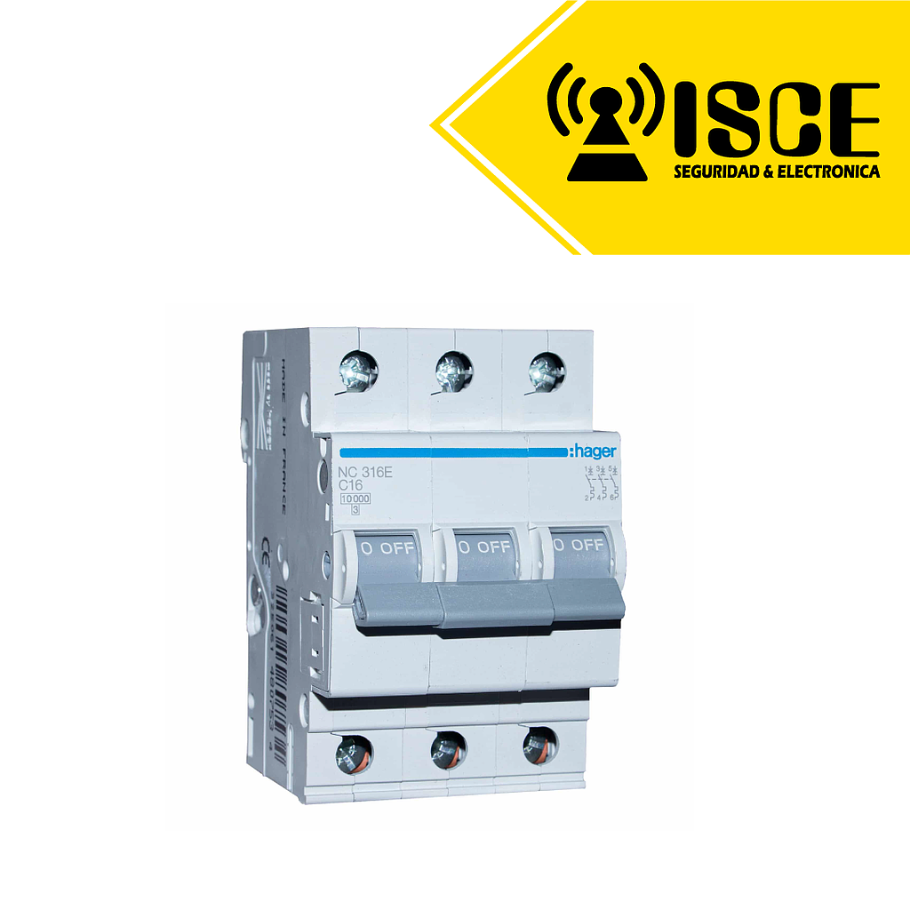 HAGER INT. AUTOM. TERMOMAGNETICO "C" 3X4 AMP. 20KA/230V - IEC 60947-2