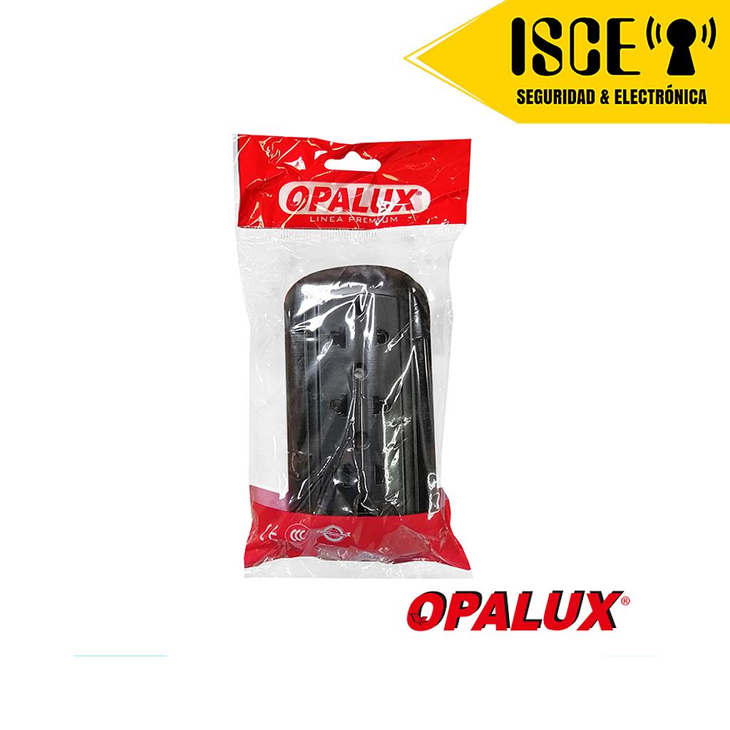 OPALUX TOMACORRIENTE UNIVERSAL TRIPLE CON 2 ADAPTADOR TIERRA NEGRO