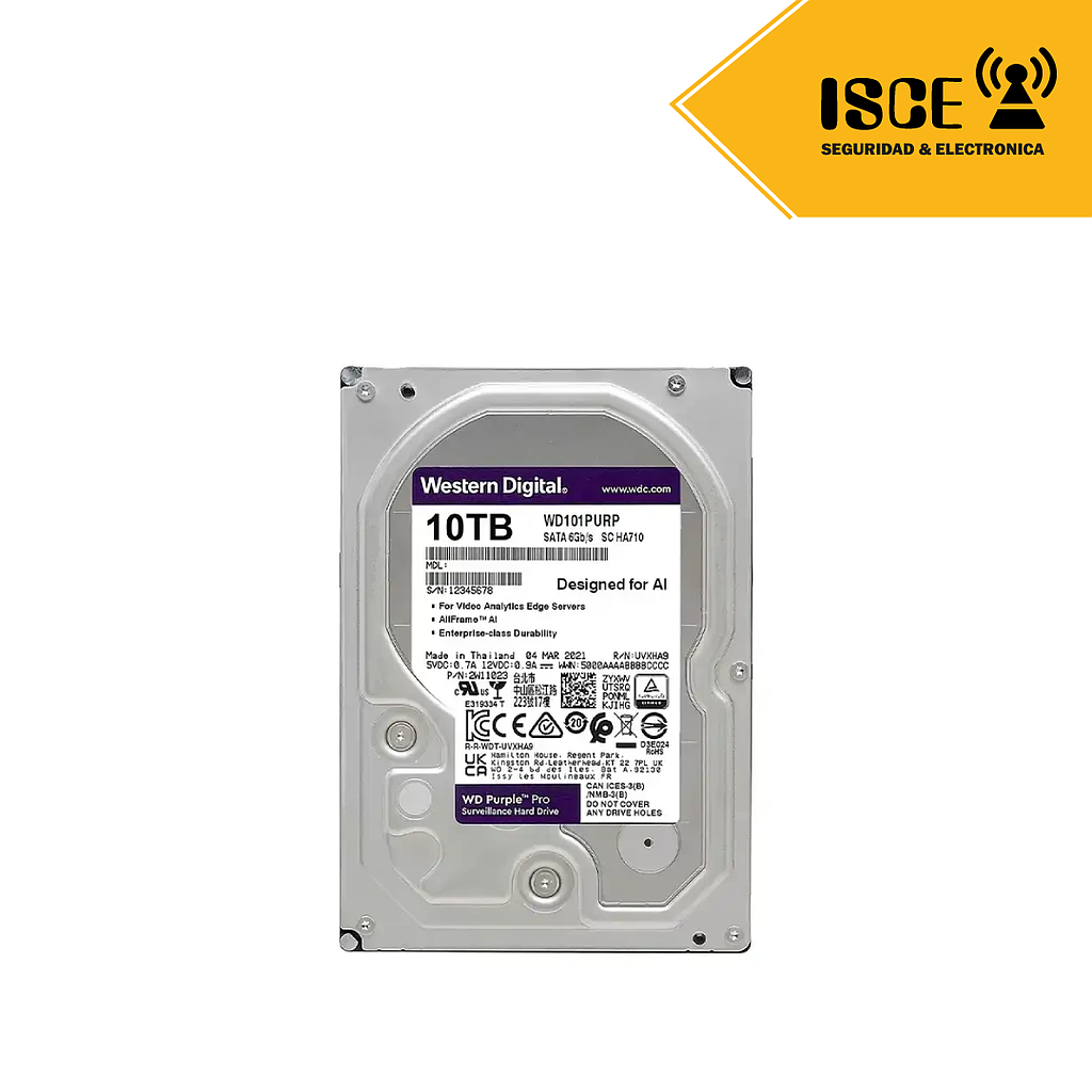 WESTERN DIGITAL DISCO DURO PURPLE 3.5&quot; 10TB SATA 3 7200 RPM
