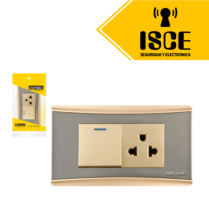 UYUSTOOLS TOMACORRIENTE + INTERRUPTOR DORADO