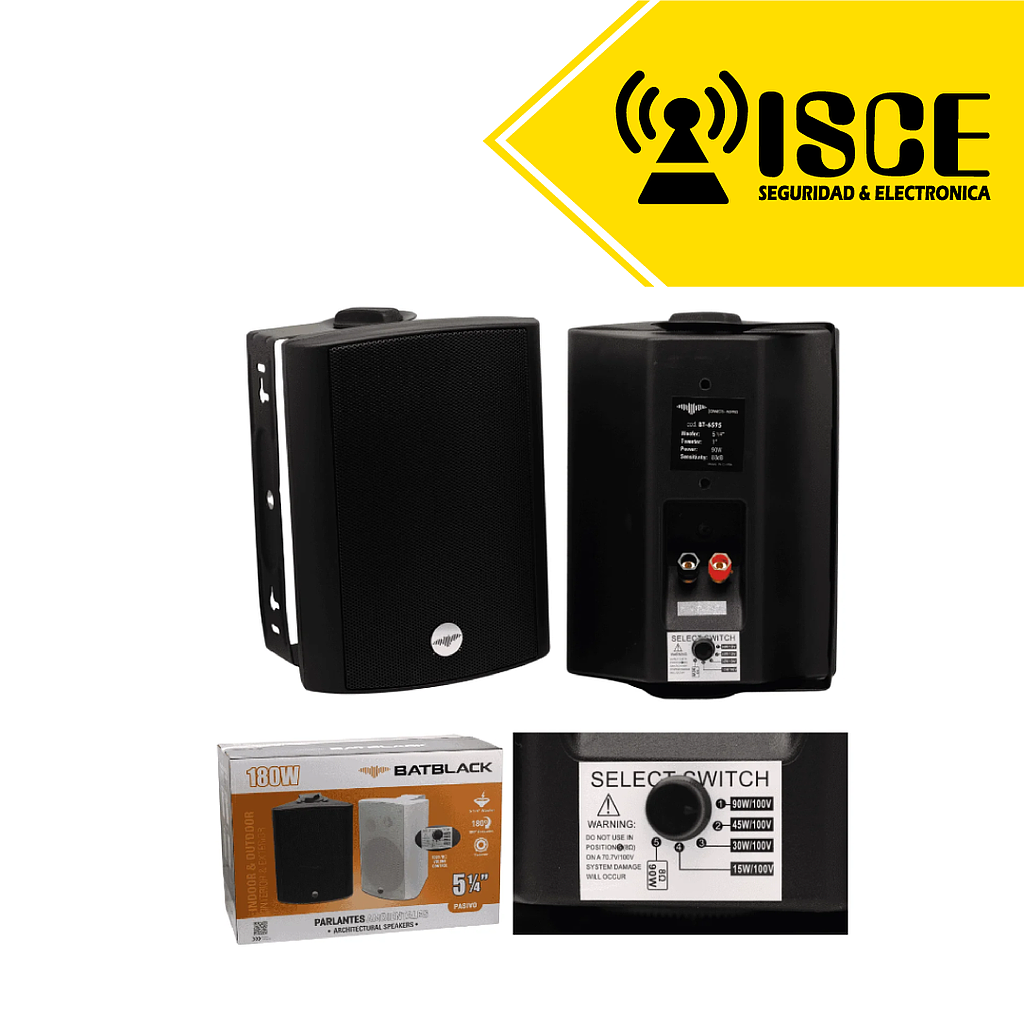 BATBLACK PARLANTE AMBIENTAL 5 1/4 180W COLOR NEGRO
