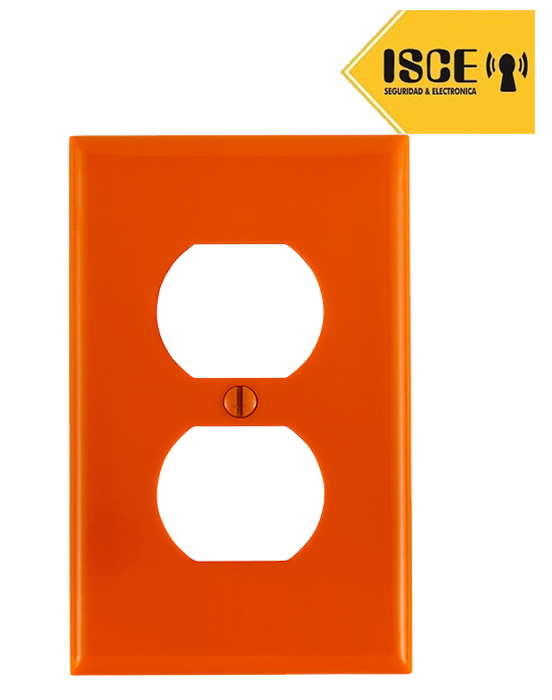 LEVITON PLACA DOBLE NYLON P/TOMACORRIENTE ANARANJADO
