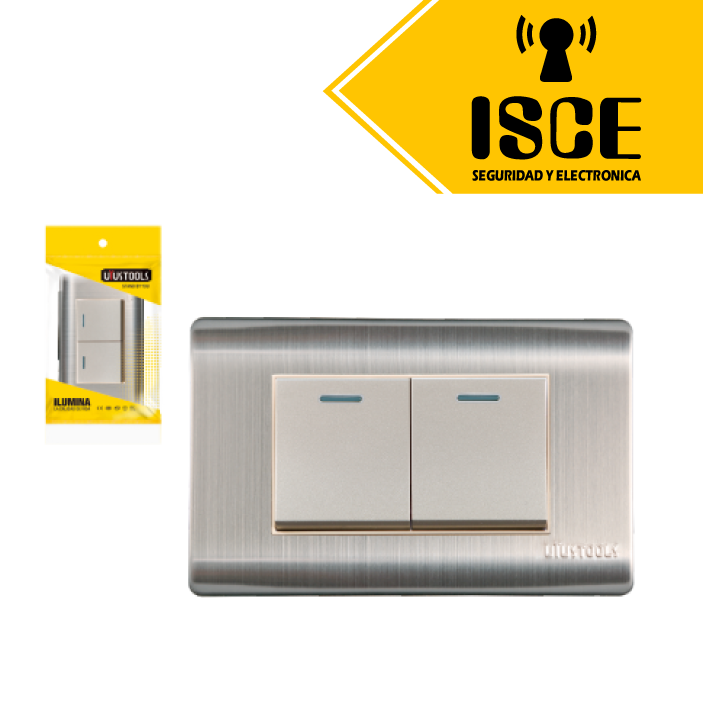 UYUSTOOLS INTERRUPTOR EMPOTRABLE DOBLE ACERO INOX C/CURVA