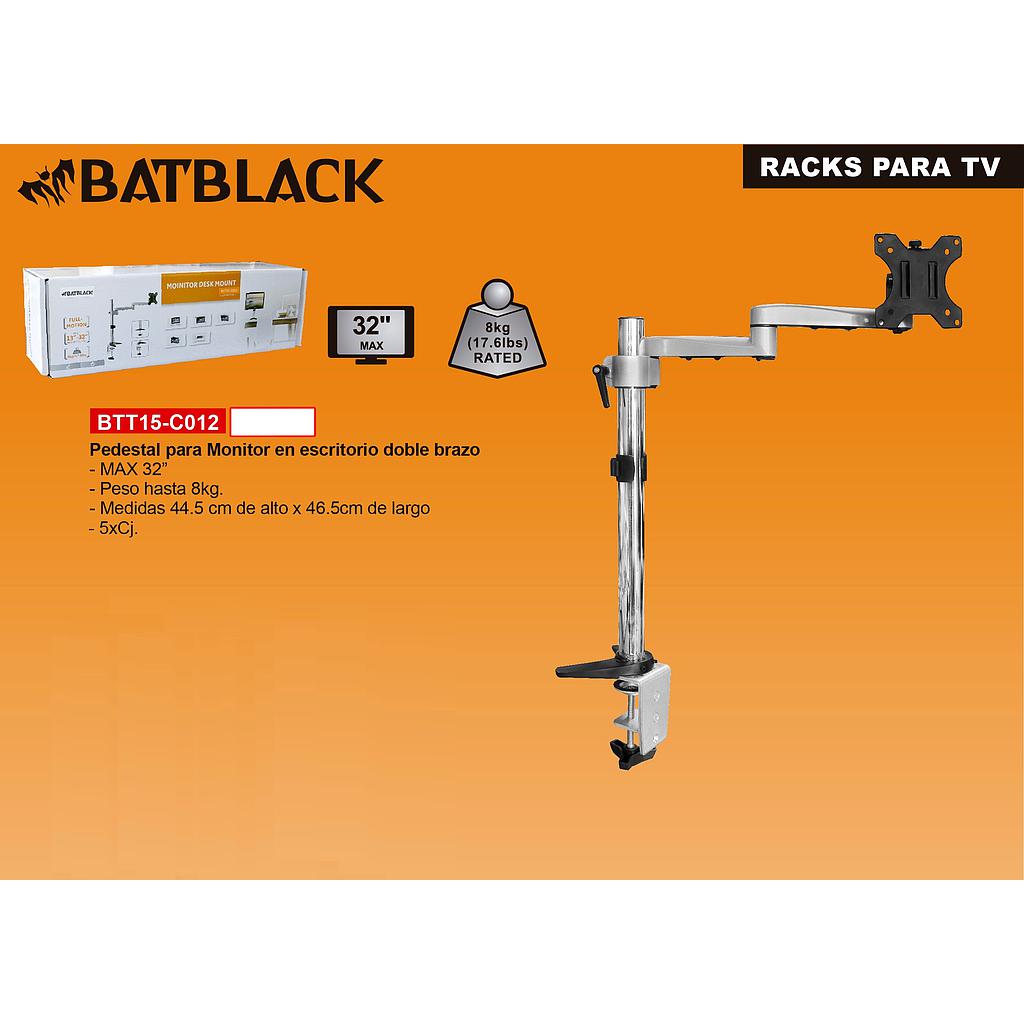 BATBLACK RACK PEDESTAL P/MONITOR EN ESCRITORIO MAX 32"