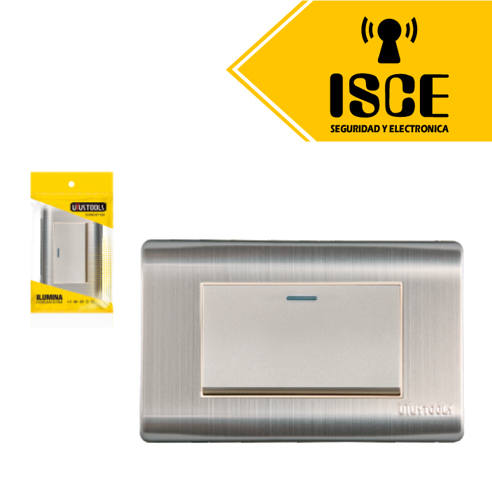 UYUSTOOLS INTERRUPTOR EMPOTRABLE SIMPLE ACERO INOX C/CURVA 