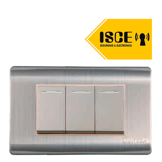 UYUSTOOLS CONMUTADOR EMPOTRABLE TRIPLE ACERO INOX C/CURVA