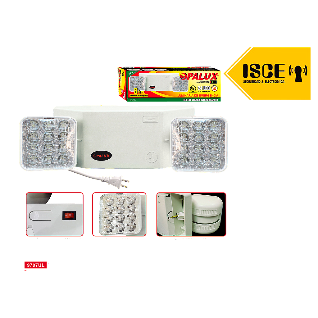 OPALUX LAMPARA DE EMERGENCIA 8H 24 LED UL BATERIA 6V/4.5AH