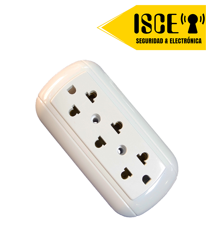 OPALUX TOMACORRIENTE UNIVERSAL TRIPLE CON 2 ADAPTADOR TIERRA Y 1 TOMA SIMPLE BLANCO