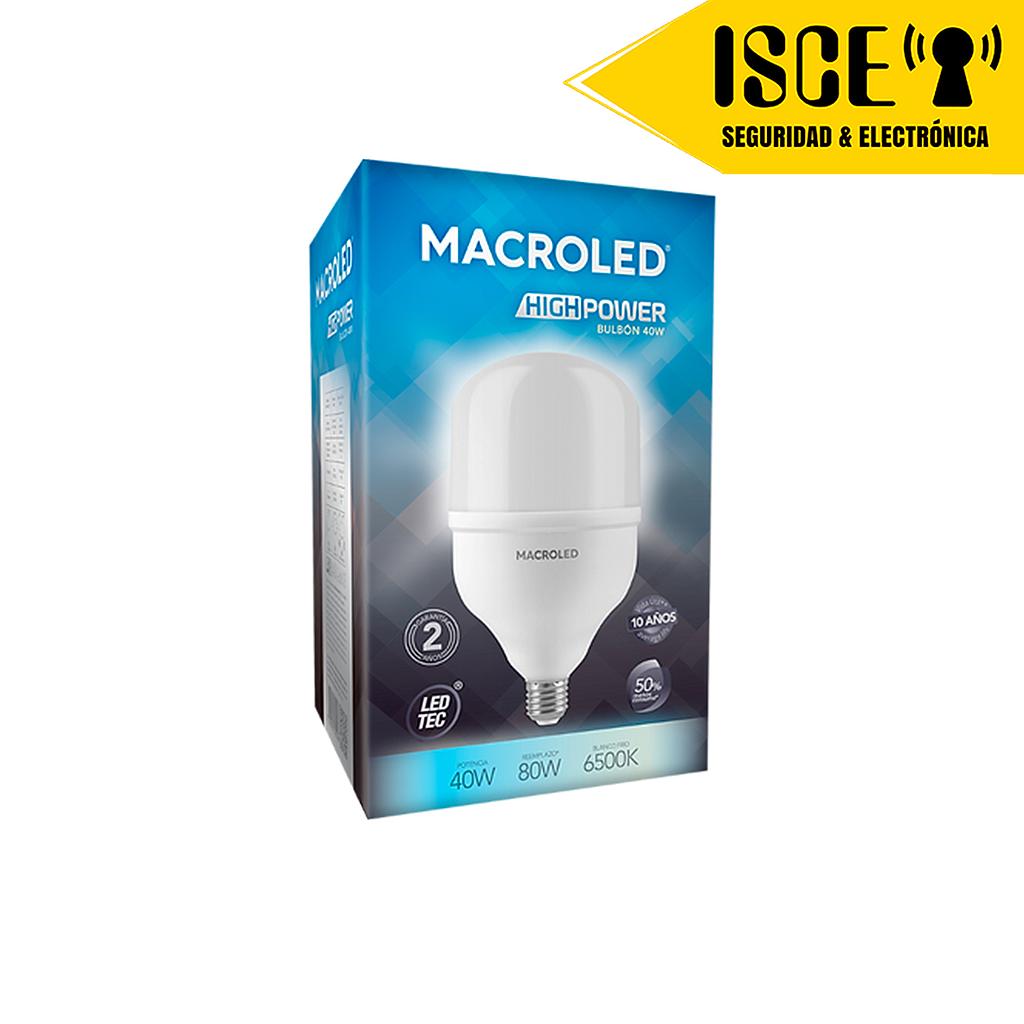 MACROLED BOMBILLA LED ALTA POTENCIA 40W E27 AC180-240V LUZ FRIA 6500K