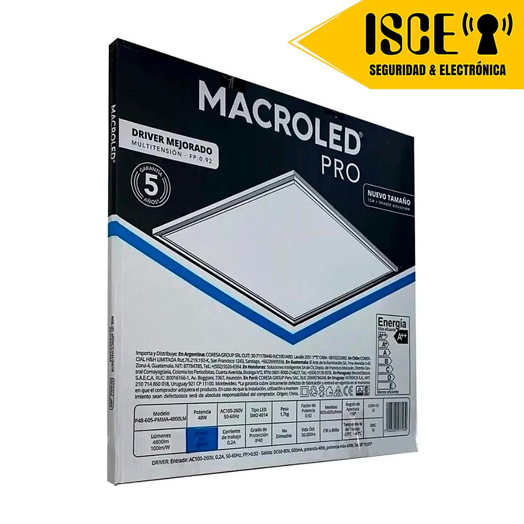 MACROLED PANEL PRO 605X605MM 48W 4800LM AC100-260V FP0.98 BLANCo PARA EMPOTRAR