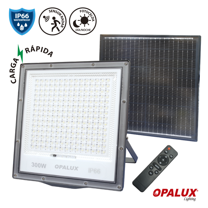 OPALUX REFLECTOR LED CON PANEL SOLAR 300W 3000LM