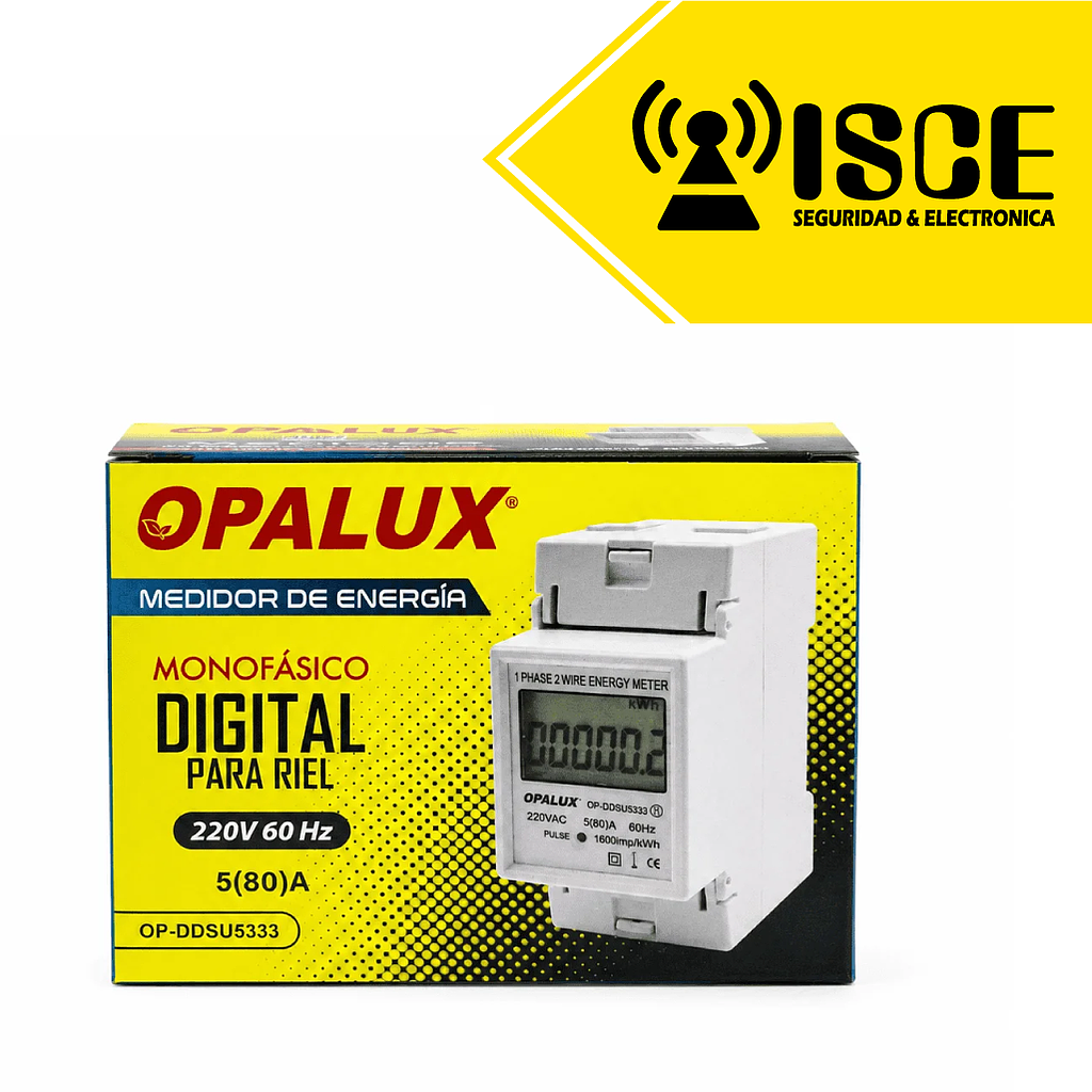 OPALUX MEDIDOR DE ENERGIA MONOFASICO DIGITAL PARA RIEL 5(80A)