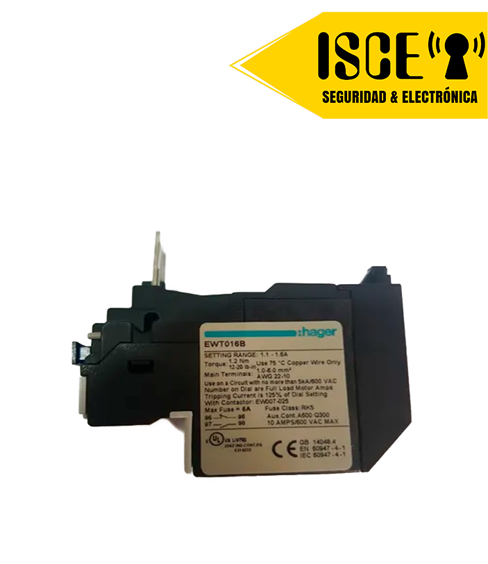 HAGER RELE PARA CONTACTOR EW7 A EW32 (REG. 1.10-1.60) 1NA + 1NC UL CE IEC-60947-4-1