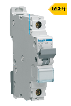 HAGER INTERRUPTOR AUTOMATICO TERMOMAGNETICO "C" 1X10 AMP, 6KA/230V - IEC 60898
