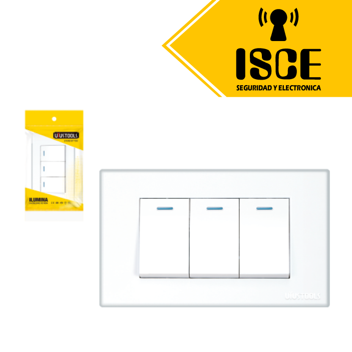UYUSTOOLS INTERRUPTOR CONMUTADOR EMPOTRABLE TRIPLE PC-BLANCA