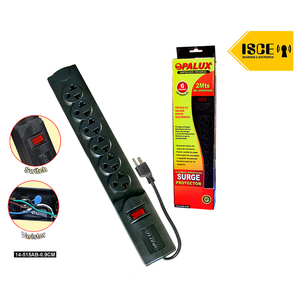 OPALUX SUPRESOR DE PICO 0.9CM 6 TOMAS UNIVERSALES