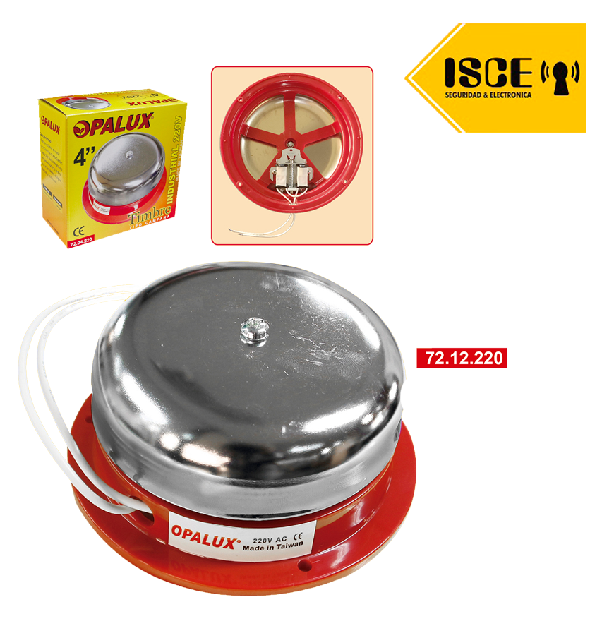 OPALUX TIMBRE REDONDO INDUSTRIAL 12" METAL 220V AC 