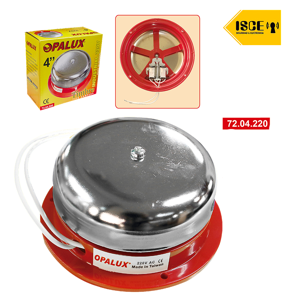 OPALUX TIMBRE REDONDO INDUSTRIAL 4" METAL 220V AC