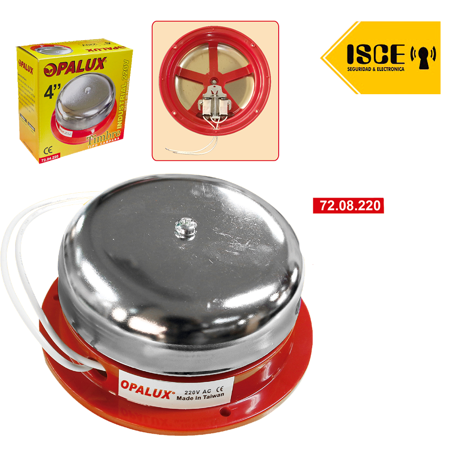 OPALUX TIMBRE REDONDO INDUSTRIAL 8" METAL 220V AC