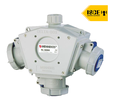 MENNEKES TOMA TRIPLE AEREO 16AMP 2P+T 250V AZUL 6H IP67 (DELTA-BOX)