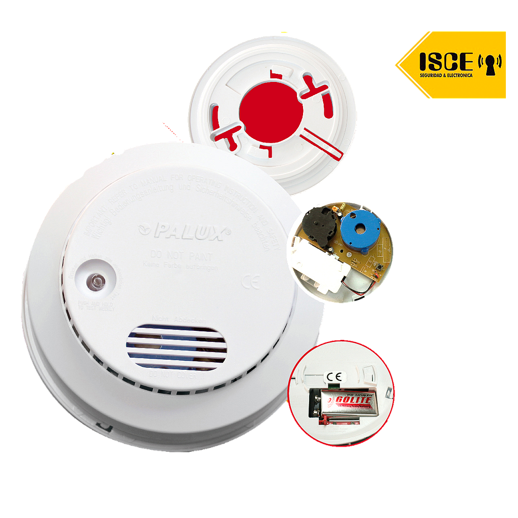 OPALUX DETECTOR DE HUMO SLIM CON BATERIA 9VDC CE