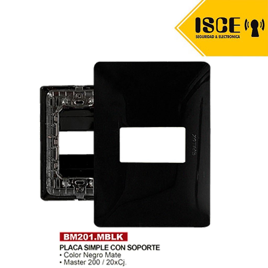 OPALUX PLACA SIMPLE CON SOPORTE NEGRO MATE MASTER 200